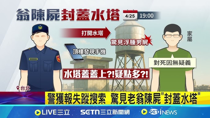 退休富商陳屍豪宅水塔 最後身影曝光 豪宅水塔驚見泡腫男屍 警消放